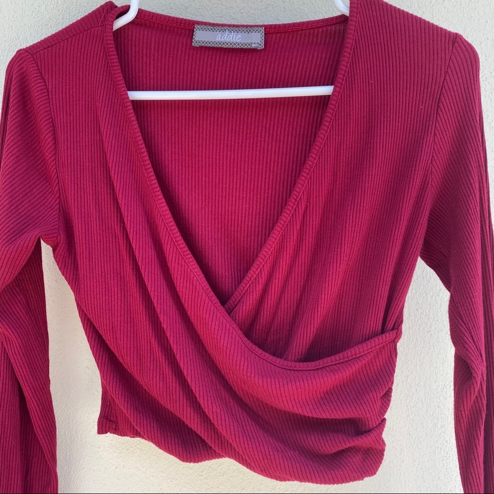 ADDIE cropped long sleeve with ruching and layer